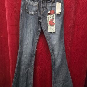 Zanadi Women’s Jeans Flared Mid Rise Dark Wash LiAKIRA Women's Blue Flared Jeans